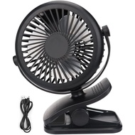 USB Fan, Telgoner Quiet Portable Clip Personal Mini Desk Fan with Rechargeble Battery, 3 Speed 360 Adjustable Cooling De