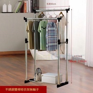 晾衫架曬衣架 不鏽鋼掛衣架晾鞋架 [黑色/白色/粉色雙桿]長度不伸縮無輪子/伸縮帶置物架輪子 落地簡易晾衣架 Clothes drying rack Storage 收納置物架 N-22425 D