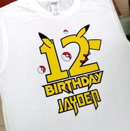(Printint.wear)比卡超生日衫 (pokemon 自訂數字,自訂名)
