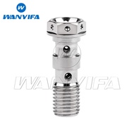 Wanyifa 1 cái Bu lông Banjo Titan M10 Bước 1.0/1.25mm Đầu lục giác mặt bích Vít Banjo hai lỗ cho pha