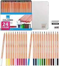 COLOUR BLOCK Colored Pencil Set - 24 PC, 24 Colored Pencils with Premiun Cedar Handle and Bonus Viny