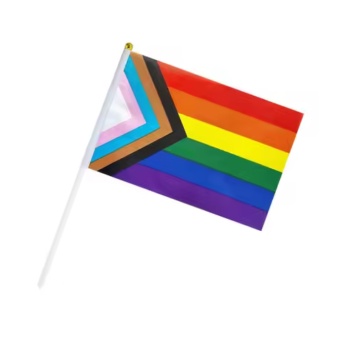 Mini Desktop Flag Colorful Small Stick Flag Rainbow Waving Flag 21x14cm For Festivals And Carnivals 