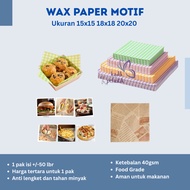 Wax Paper Fried Food Liner Paper Burger Cake Dessert 15x15 18x18 20x20 Contents 50 Pcs