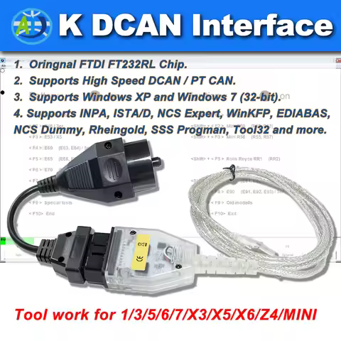 OBD2 Diagnosis Tool Interface For E90/E65/E53/E70/E71/E72 Code Reader Interface K DCAN Switch for IN