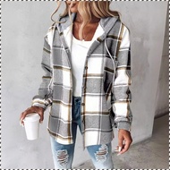 【Chic Checkered Design】Women's Casual Fall Winter Coat - Women Coat/Checkered Jacket/Autumn Winter