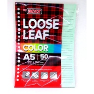Loose Leaf/Big Boss File Paper A5 Size Contents 50 Sheets Mixed Color Binder File