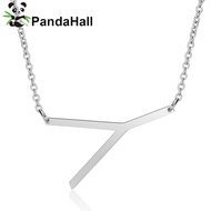 1pc Non-Tarnish 201 Stainless Steel Initial Pendants Necklaces with Cable Chains Letter Letter.Y 17.