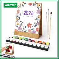 2026 Desk Calendar Water-Resistant Multipurpose Monthly Desk Calendar with Pre-Printed Canvas Paints