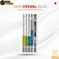 VESSEL Ball Point Hex Bit Set 5 Pieces, Size 3/4/5/6/8×100 GS5P-35