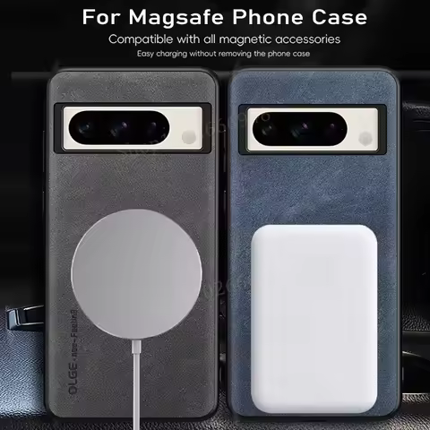 For Magsafe Magnetic Case For Google Pixel 8 7 Pro 8A 7A Shockproof Wireless Charging Sheepskin Leat