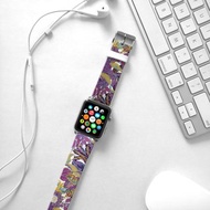 Apple Watch Series 1 , Series 2, Series 3 - Apple Watch 真皮手錶帶，適用於Apple Watch 及 Apple Watch Sport - Freshion 香港原創設計師品牌 - 紫色花樣圖紋 95