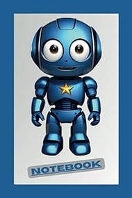 Cuaderno a5 Robot azul y divertido. Libreta a5 de cuadricula de 6x9 pulgadas (15,24x22,86 cm). Hay d