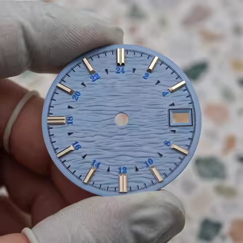 28.5mm Water Rippled Surface Watch Dial Round Sand Pattern DIY Watch Faces With Calendar Window For