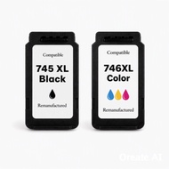 Compatible Remanufactured Ink Cartridge 745 XL Black and 746XL Color Printer Refill