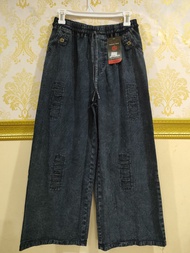 COD CELANA JEANS   KANCING satu SAMPING SOBEK-SOBEK LAPIS  - CELANA KULOT WANITA PINGGANG KARET JEAN