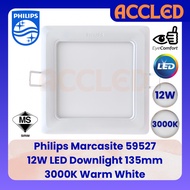 Philips 59527 Marcasite 12W LED Downlight / 3000K Warm White / 135mm / 5" / Square / Slim Design