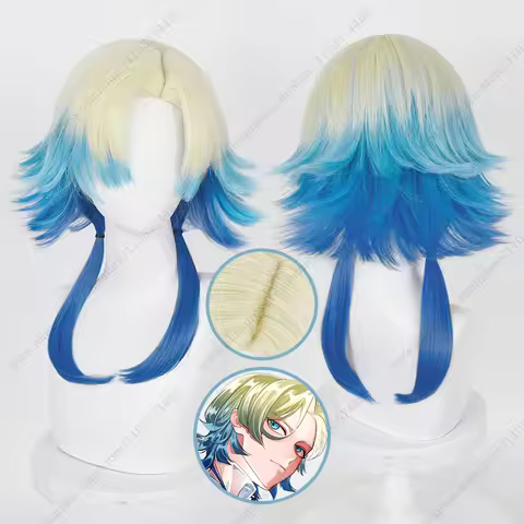 Anime Michael Kaiser Cosplay Wig 55cm Long Mixed Color Heat Resistant Synthetic Hair