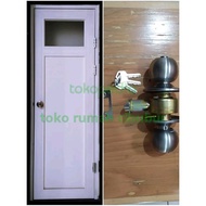 PINTU KAMAR MANDI UPVC (S-plus) UKURAN 700x2000 R&L PUTIH KOMPLIT SET