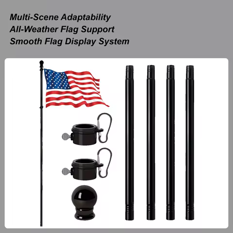 Outdoor Flag Pole With 360 Rotating Rings Stainless Steel 6ft Heavy Duty Residential Flag Poles For 