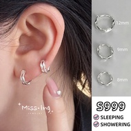 Miss.Ing · S999 Silver Double Hoop Earring · Hypoallergenic Sterling Silver Earrings · EHB036