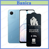 (Type 1) Realme C30s Full Screen Tempered Glass, Good Quality, With Cleaning Paper Set,Kingkong 3D B