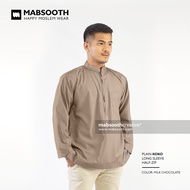 Baju Koko Mabsooth Lengan Panjang Tipe Resleting Polos - Coklat Susu