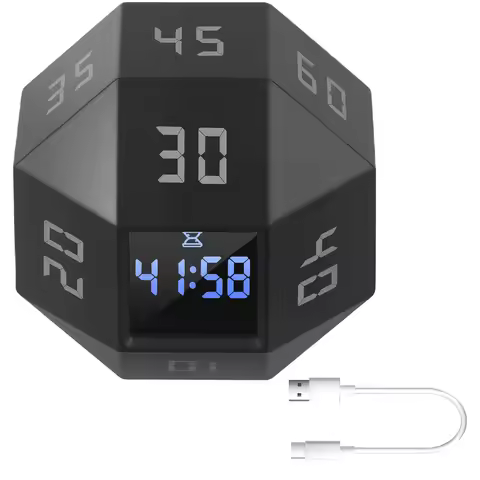 Cube Timer ABS Rotating Pomodoro Timer Time Management Cube Countdown Cooking Study Mini Digital Tim