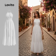 Lovito Boho Women's Plain Tiered Layer Dress L133AD055