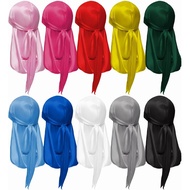 10 Keping Durag Sutera Ekor Panjang Durag Gelombang Penutup Kepala Penutup Leher Satin Doo Rag Lelak