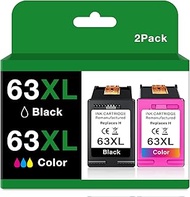 63XL Ink Cartridge Combo Pack Replacement for HP Ink 63 HP63XL for OfficeJet 3830 5255 5258 Envy 4520 4512 4513 4516 DeskJet 1112 1110 3630 3632 2130 Printer (1 Black,1 Tri-Color)