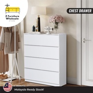 READY STOCK Modern White Chest Drawer - 4 Tier Storage Organizer| 4 Tingkat Laci Putih|IKEA|Rak Baju