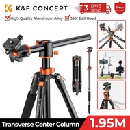 K&F Concept Travel Aluminium Camera Tripod Transverse Center Column 72"/185cm 10kg/22lbs Loads with 