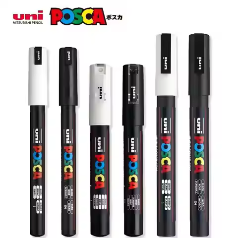 3pc UNI POSCA Marker Pen,White rotulador permanente Black Acrylic Graffiti PC 1M 3M 5M POP Pen For G