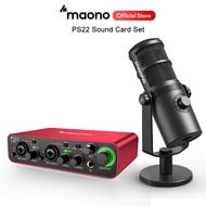 Maono PS22 Professional Audio Interface 24bit/192kHz Audio Mixer, Dual USB interface for PC,Phone,St