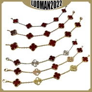 Fashion four-leaf clover 5-flower carnelian laser ladies bracelet