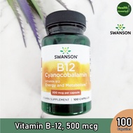 <Swanson> Vitamin B-12 Cyanocobalamin 500 mcg 100 Vegan Capsules B