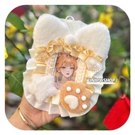Toploader Decor 3D Lace Fabric B8 | Cat Ears & Yellow Cat Feet | Kpop Anime Idol Card Holder TR082