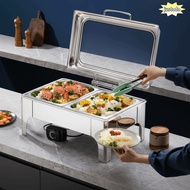 JUSTO Chafing Dish Buffet Set, 6/9L Stainless Steel Buffet Stove,  with Transparent Hydraulic Lid Bu