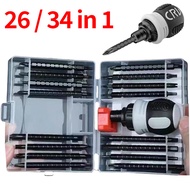 34 in 1 Short handle ratchet multi-purpose screwdriver set magnetic ratchet screwdriver