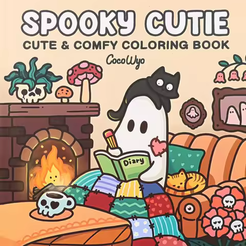 Spooky Cutie: Coloring Book for Adults Featuring Adorable Creepy Creatures in Cozy Hygge Moments for