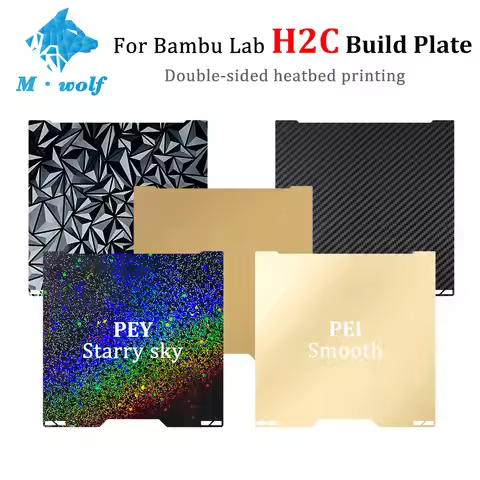 For Bambu Lab H2C PEO PET PEY PEI Build Plate 335x325mm Double Side Textured Sheet Smooth Heated Bed