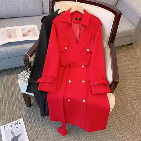 Plus Size Women Coats and jackets Autumn Mid Length Trench Coat Korean Fashion Winter Clothes Women 