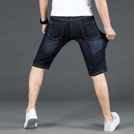Elastic denim shorts for Men Women summer ultra-thin cropped black shorts with straight fit and casual 5/5 jockey pants