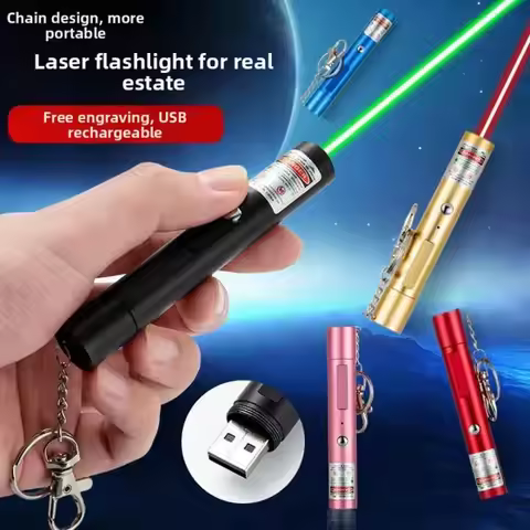 Mini Built-in Battery Laser Pointer, Portable USB Rechargeable Green & Red Visible Light Laser Pen C