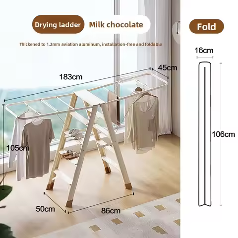 Firm Household Goods Aluminum Alloy Ladder Drying Rack Dual-purpose Household Folding Drying Ladder