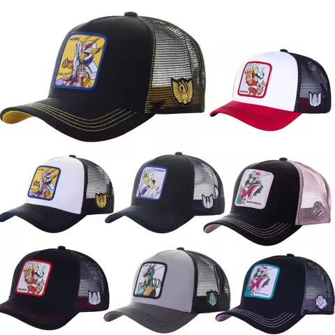 Anime Saint Seiya Cotton Baseball Cap High Quality Adjustable Hip Hop Mesh Trucker Mesh Summer Sun S