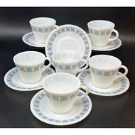 Vintage JAJ Pyrex Chelsea cup & saucer (6 pairs)