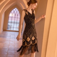 Women's Flapper Dress 1920s V Neck Beaded Fringed Gatsby Theme Roaring 20s Dress for Prom