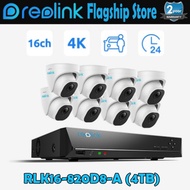 Reolink RLK16-820D8-A 4TB 4K Smart PoE NVR 16-Channel PoE Security Camera 24/7 Recording People/Vehi