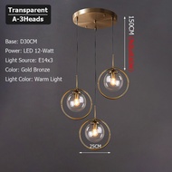 [หลอดไฟฟรี] TOMAX Led Glass Chandelier Bar Lights Hanging Warm Light Pendant Lights Or Drop Lights F